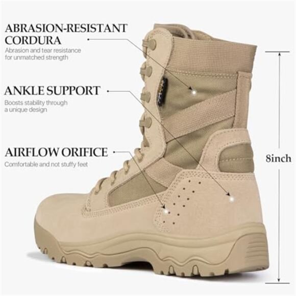 FREE SOLDIER Men\'s Tactical Boots 8 Inches Lightweight Combat Boots Durable main image 4